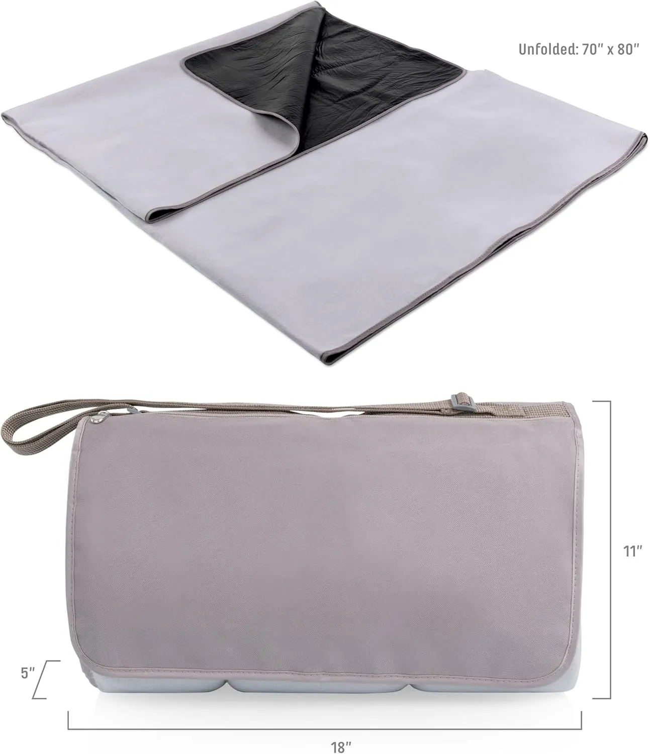 Picnic TIME Blanket Tote XL Outdoor Picnic Blanket, Beach Blanket, Camping Blanket, (Greige)