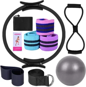 Pilates Essentials Kit for Women,Better Me Pilates Essentials kit for Women,Booty Bands for Working Out Glutes Yoga Ball 25cm Figure 8 Resistance Band Yoga Bands for Stretching