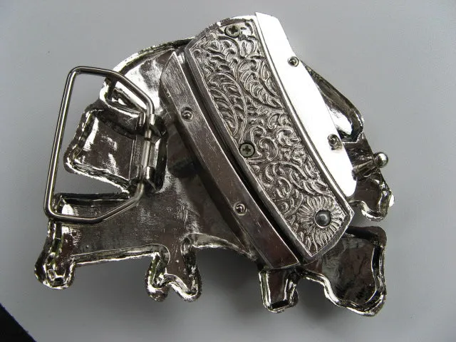 Pirate Of The Seas Skull Hat Knife Belt Buckle