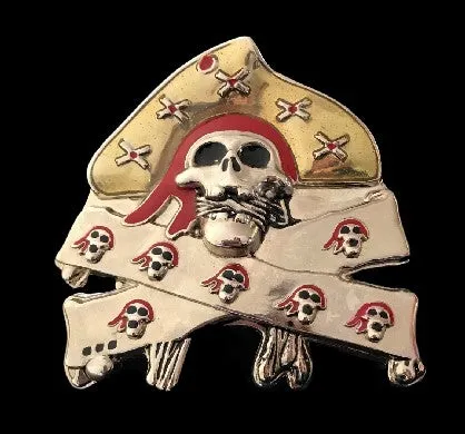 Pirate Of The Seas Skull Hat Knife Belt Buckle