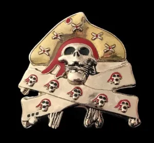 Pirate Of The Seas Skull Hat Knife Belt Buckle
