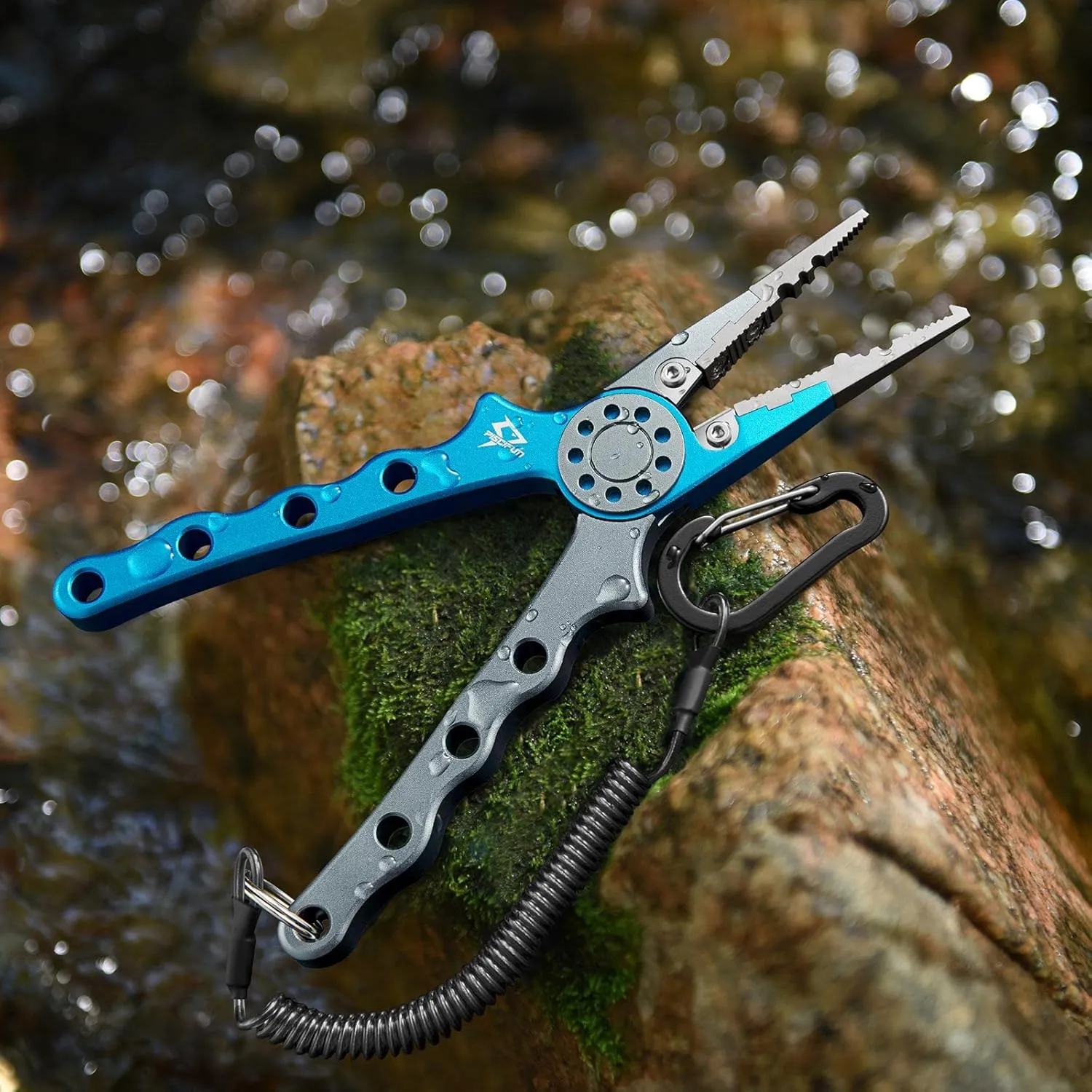 Piscifun Fishing Pliers, Saltwater Fishing Pliers with Split Ring, Fish Hook Remover, Corrosion Resistance Fly Fishing Pliers with Braid Cutters, Sheath and Lanyard, Fishing Gear Gifts for Men