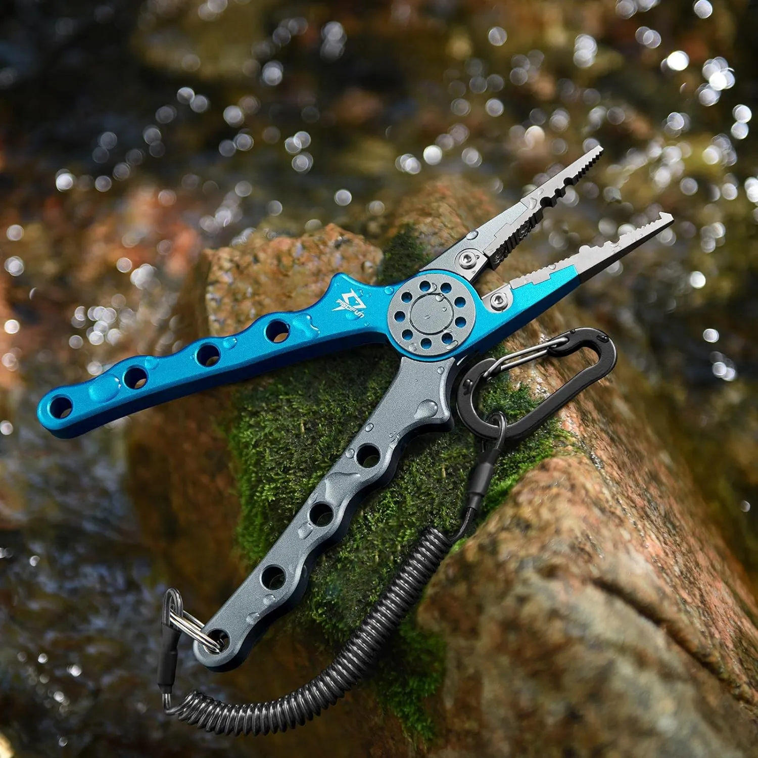 Piscifun Fishing Pliers, Saltwater Fishing Pliers with Split Ring, Fish Hook Remover, Corrosion Resistance Fly Fishing Pliers with Braid Cutters, Sheath and Lanyard, Fishing Gear Gifts for Men