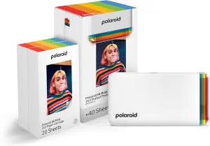 Polaroid Hi-Print   Paper Bundle - 2nd Generation Bluetooth Connected 2x3 Pocket Photo Dye-Sub Printer - White Printer   40 Photos (6438)