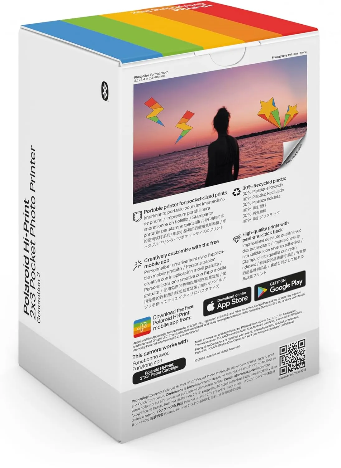 Polaroid Hi-Print   Paper Bundle - 2nd Generation Bluetooth Connected 2x3 Pocket Photo Dye-Sub Printer - White Printer   40 Photos (6438)