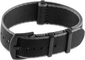 Premium Nylon Seat Belt Wrap Around Watch Band Strap - Grey & Black (Black Buckle) - 20mm