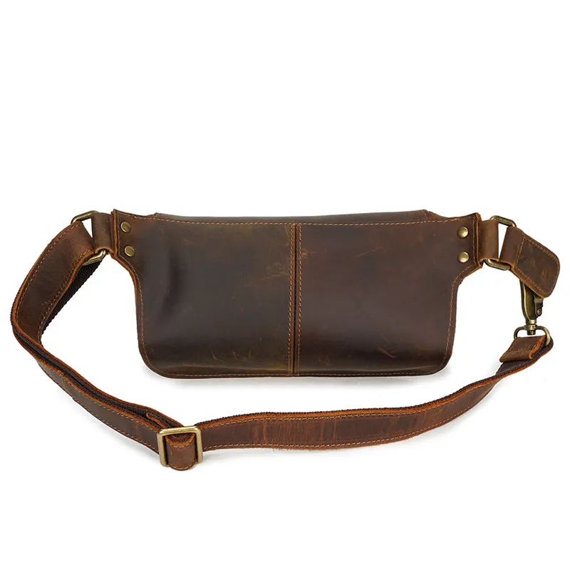 Premium Vintage Genuine Leather Crossbody Waist Bag for Men