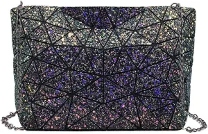 PU Shoulder Bag for Women Chain Laser Clutch Purse Bags Geometric Women Cross-Body Totes