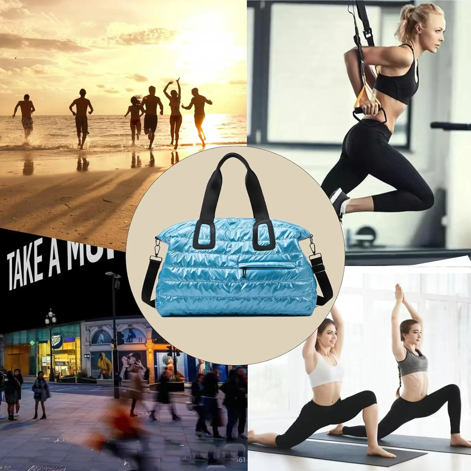 Puffer Tote Bag for Women Large Quilted Puffy Handbag Lightweight Down Cotton Filled Shoulder Crossbody Hobo Bag