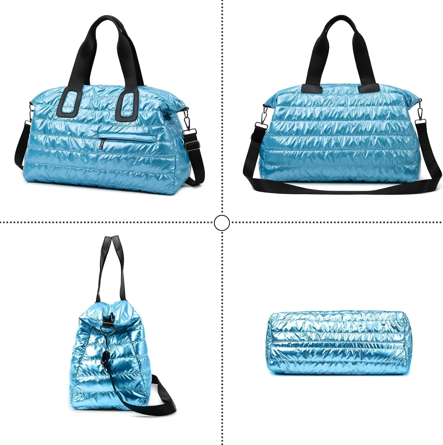Puffer Tote Bag for Women Large Quilted Puffy Handbag Lightweight Down Cotton Filled Shoulder Crossbody Hobo Bag