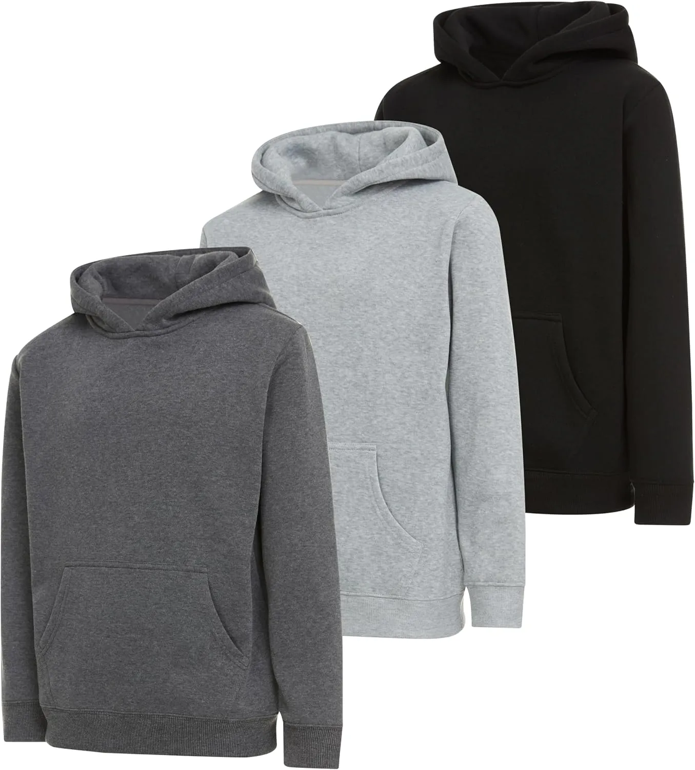 PURE CHAMP Boys 3 pack zip up hoodie Fleece long sleeve essentials hoodie for boys Athletic Kids Clothes Size 4-20
