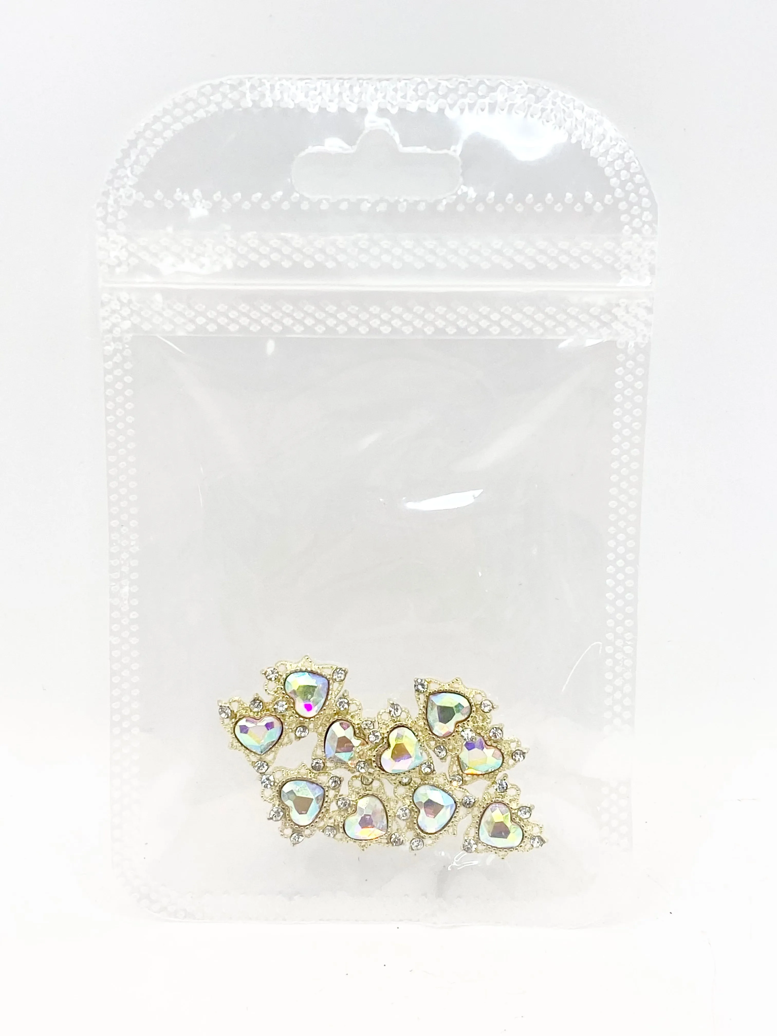 Queen - Nail Charms 10pc - #002 Gold Iridescent Hearts