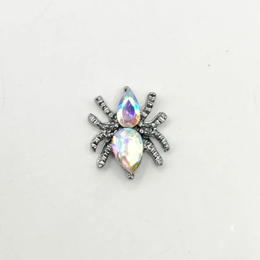 Queen - Nail Charms 10pc - #154 Silver Iridescent Spiders