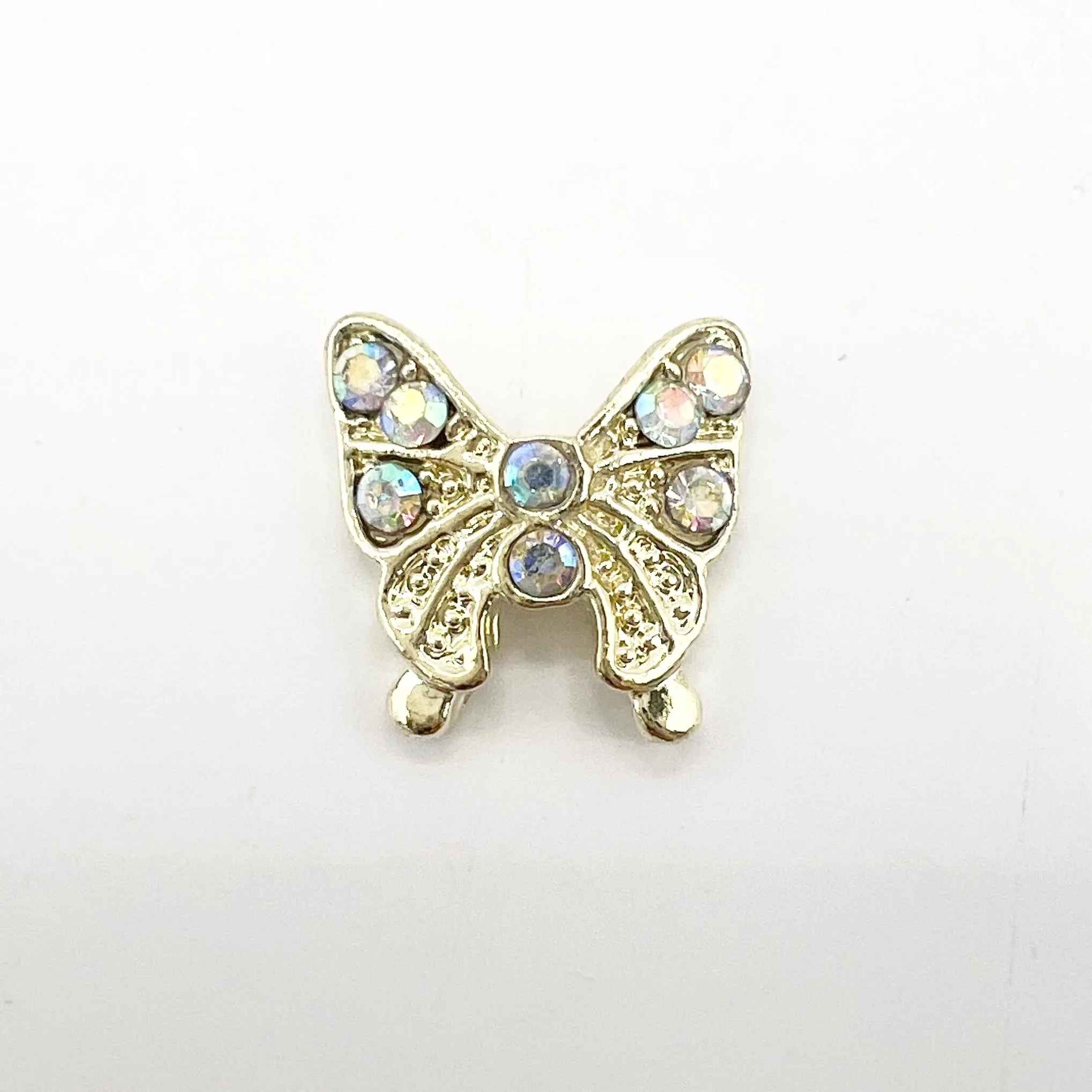 Queen - Nail Charms 10pc - #305 Gold Butterflies w/ Iridescent Stones