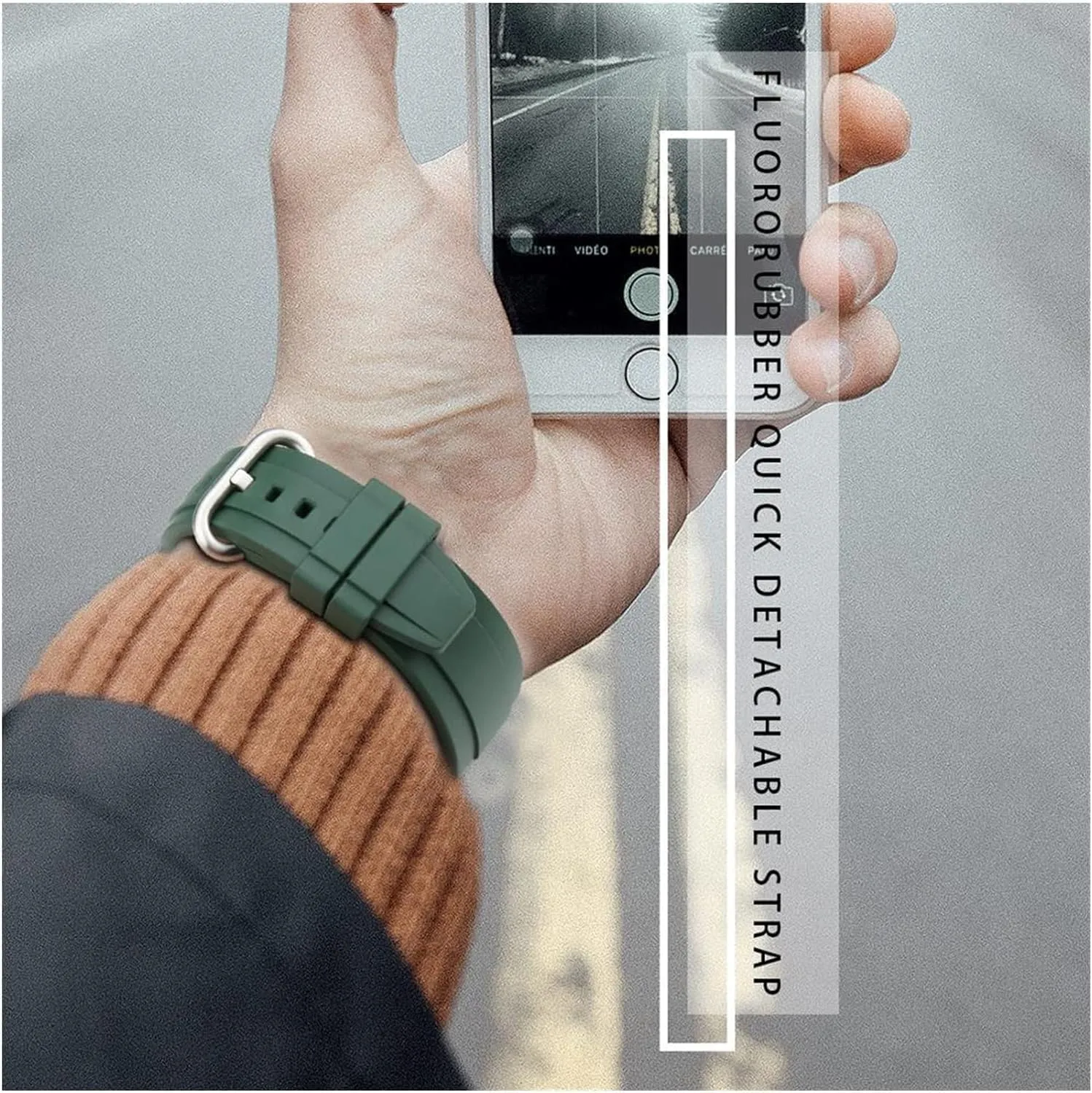 Quick Release Loop Soft Fluoro Rubber Watch Band Sport Diving Watchbands Watch Strap Bracelet Belt