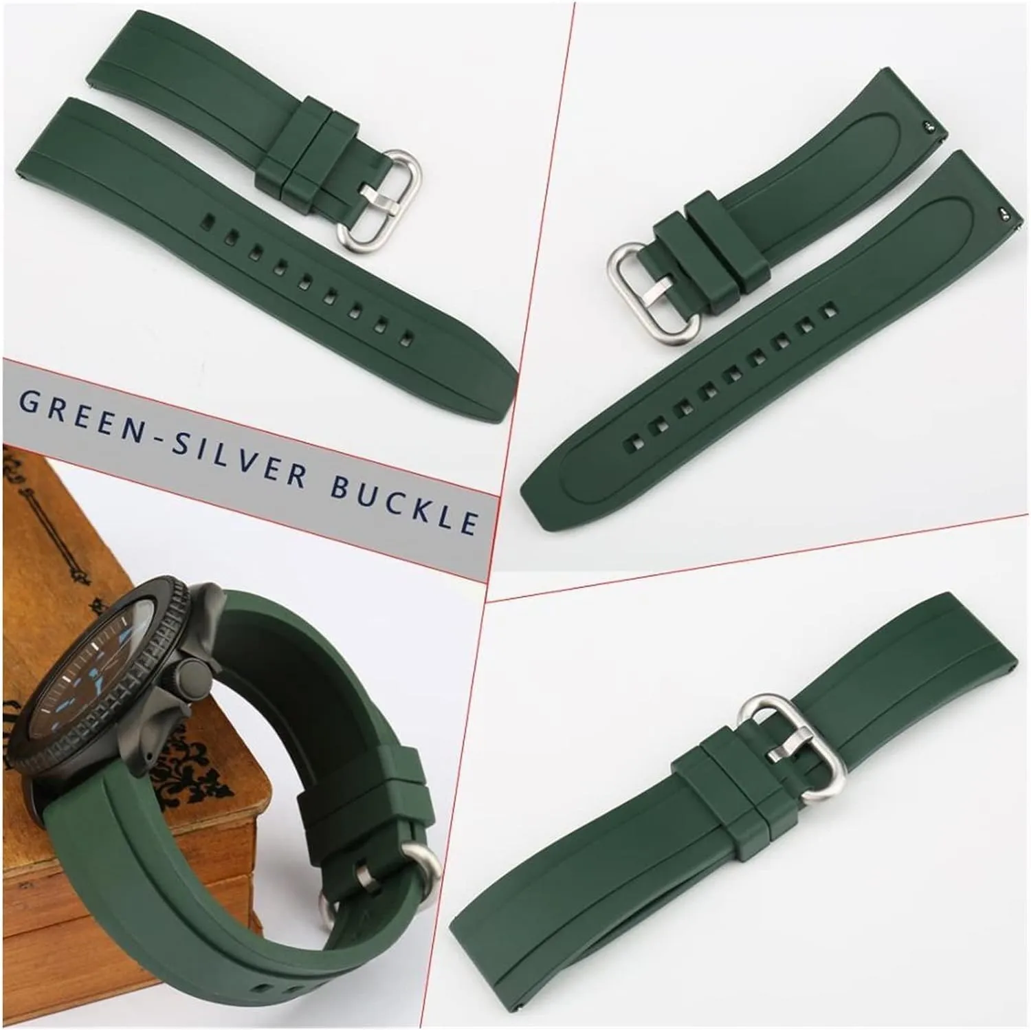 Quick Release Loop Soft Fluoro Rubber Watch Band Sport Diving Watchbands Watch Strap Bracelet Belt