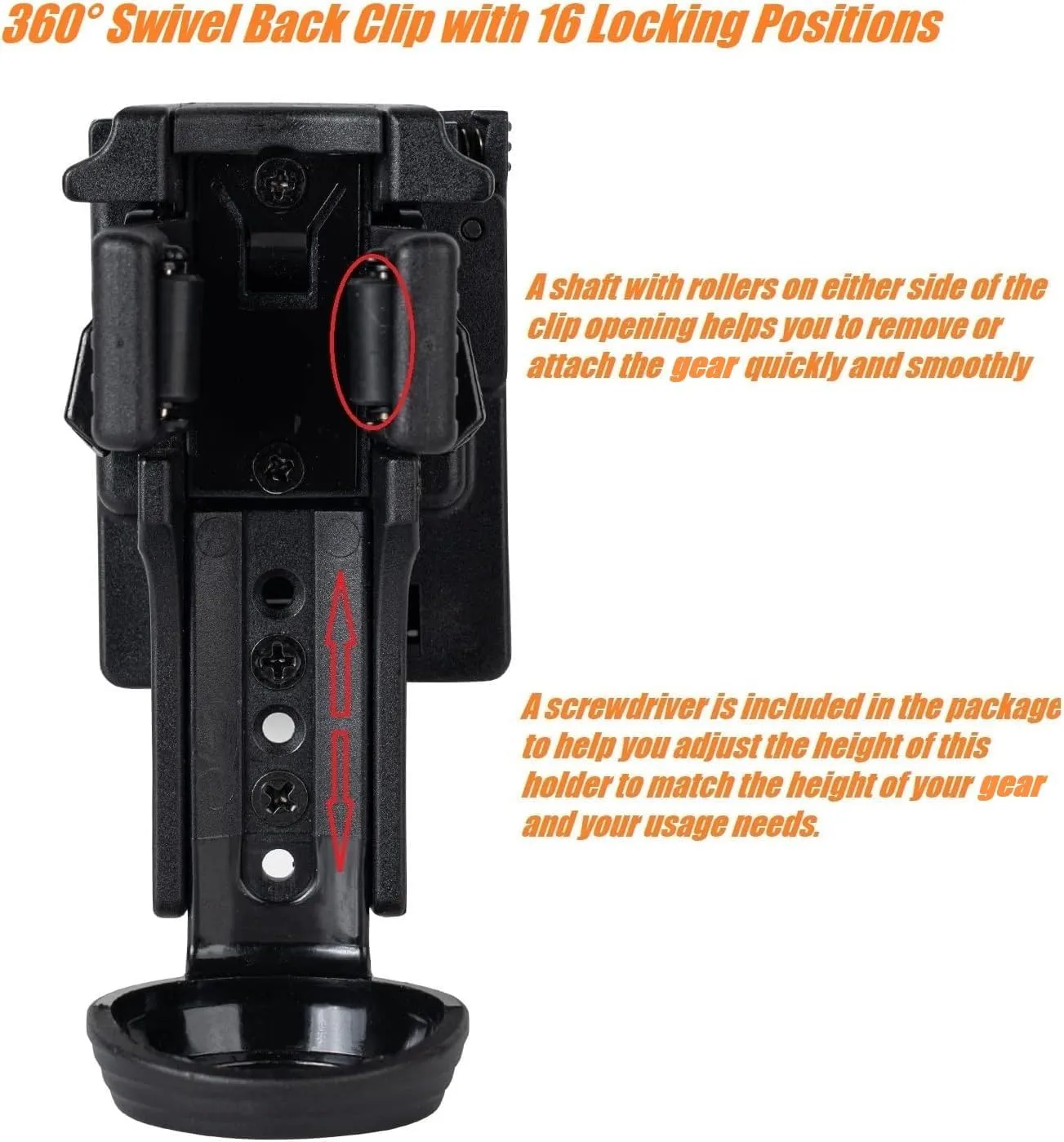 Quick Release OC/Mace Spray Holder w/Duty Belt/MOLLE Vest Rotatable Clip MK4 Canister Holster Pepper Spray Can Case Tactical Flashlight Pouch fit 1.5" Diameter for Police Leo Security Military