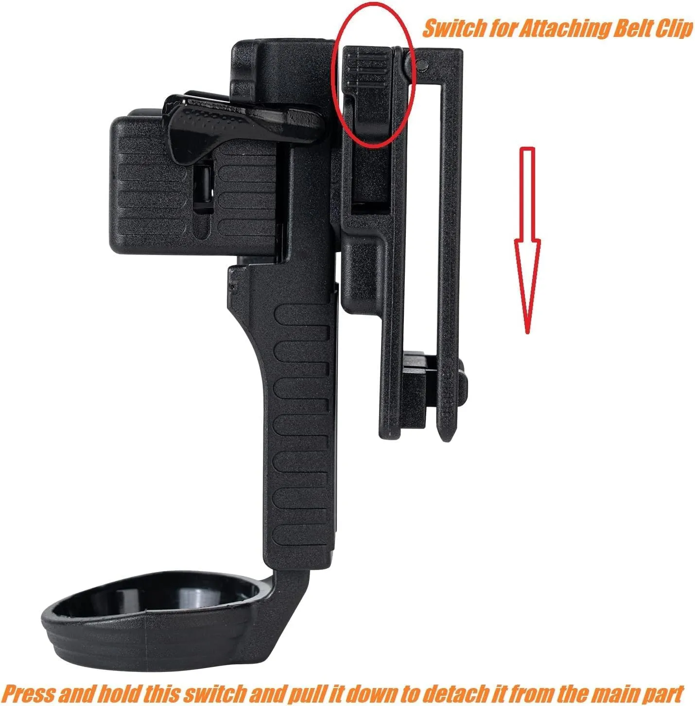 Quick Release OC/Mace Spray Holder w/Duty Belt/MOLLE Vest Rotatable Clip MK4 Canister Holster Pepper Spray Can Case Tactical Flashlight Pouch fit 1.5" Diameter for Police Leo Security Military