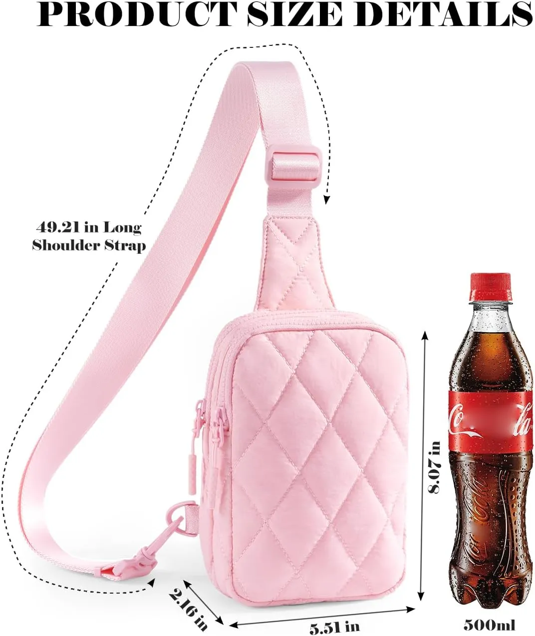 Quilted Puffer Sling Bag for Women Small Backpack Crossbody Chest Bag Fanny Packs Purses for Casual Traveling Hiking