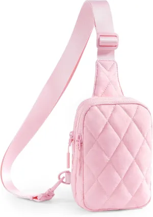 Quilted Puffer Sling Bag for Women Small Backpack Crossbody Chest Bag Fanny Packs Purses for Casual Traveling Hiking