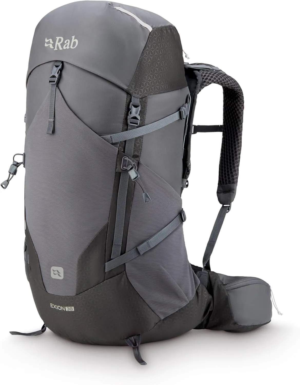 Rab Exion Backpack - Comfortable Daypack for Hiking, Trekking, & Backpacking - Anthracite/Graphene - 38-Liter (Back Length - Medium/Large)