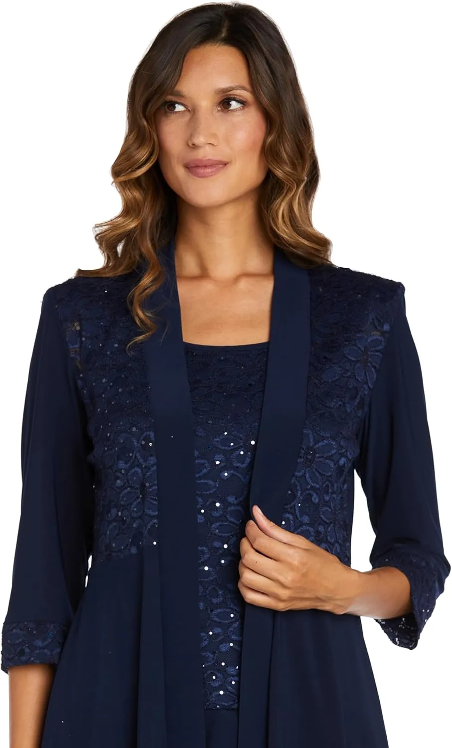 R&M Richards Women's Plus Size Lace Pant Set