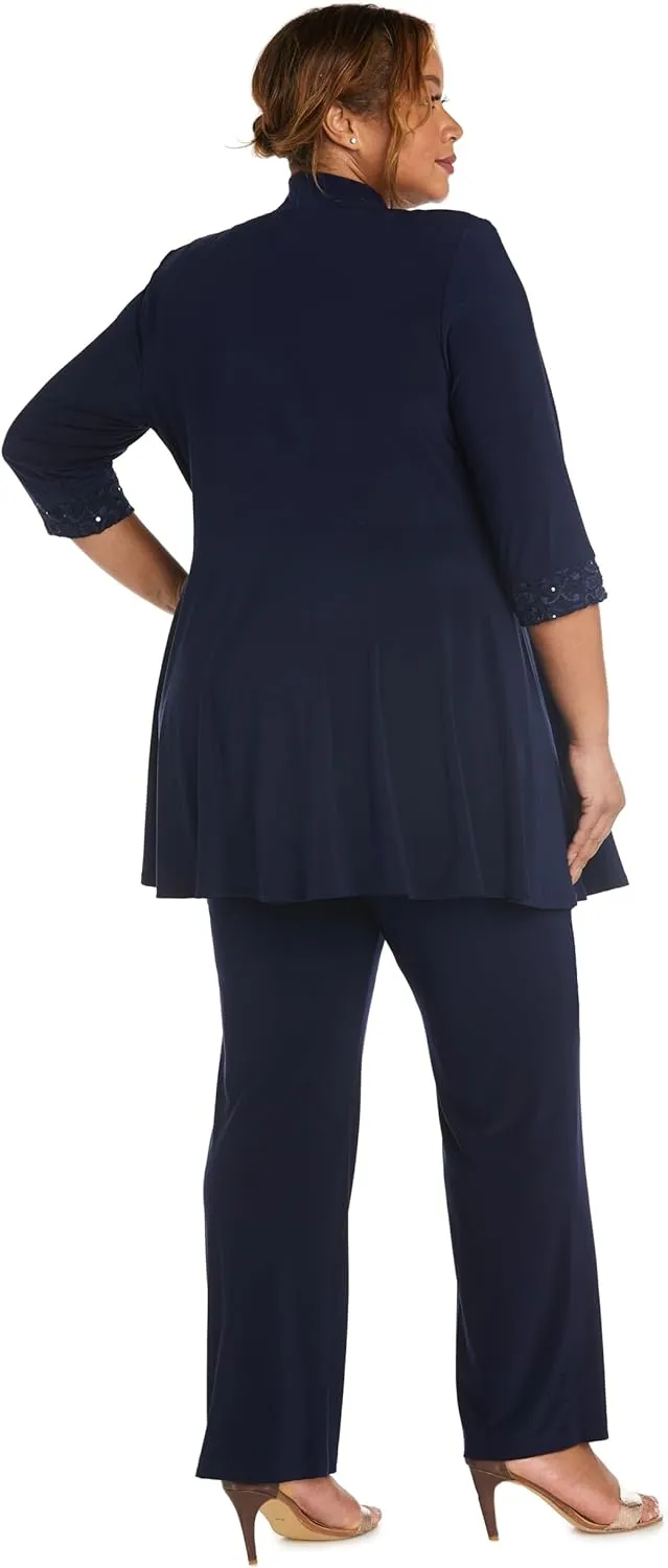 R&M Richards Women's Plus Size Lace Pant Set