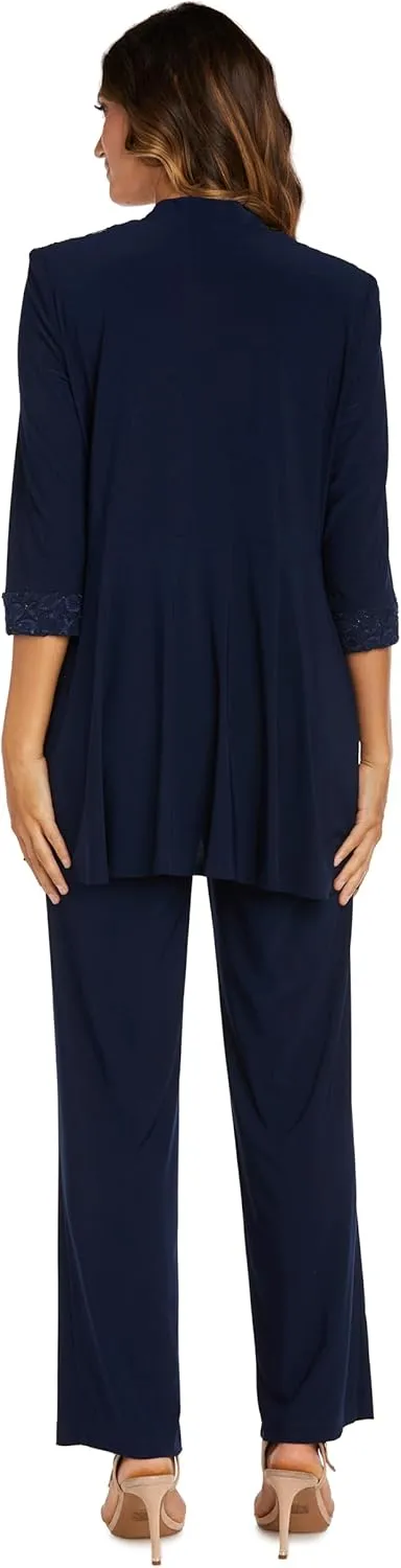 R&M Richards Women's Plus Size Lace Pant Set