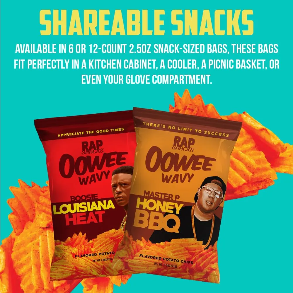 Rap Snacks Master P Honey BBQ Wavy Potato Chips 2.5 Oz Bags-Pack of 6