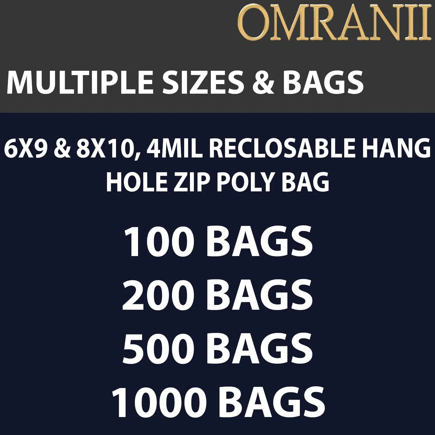 Reclosable Hang Hole Zip Poly Bags, 4Mil 8" X 10" & 100 Bags | LDPE Material, Clear Plastic with Resealable Lock Seal Zipper | Resealable Zip Top Lock For Travel, Storage, Packaging & Shipping