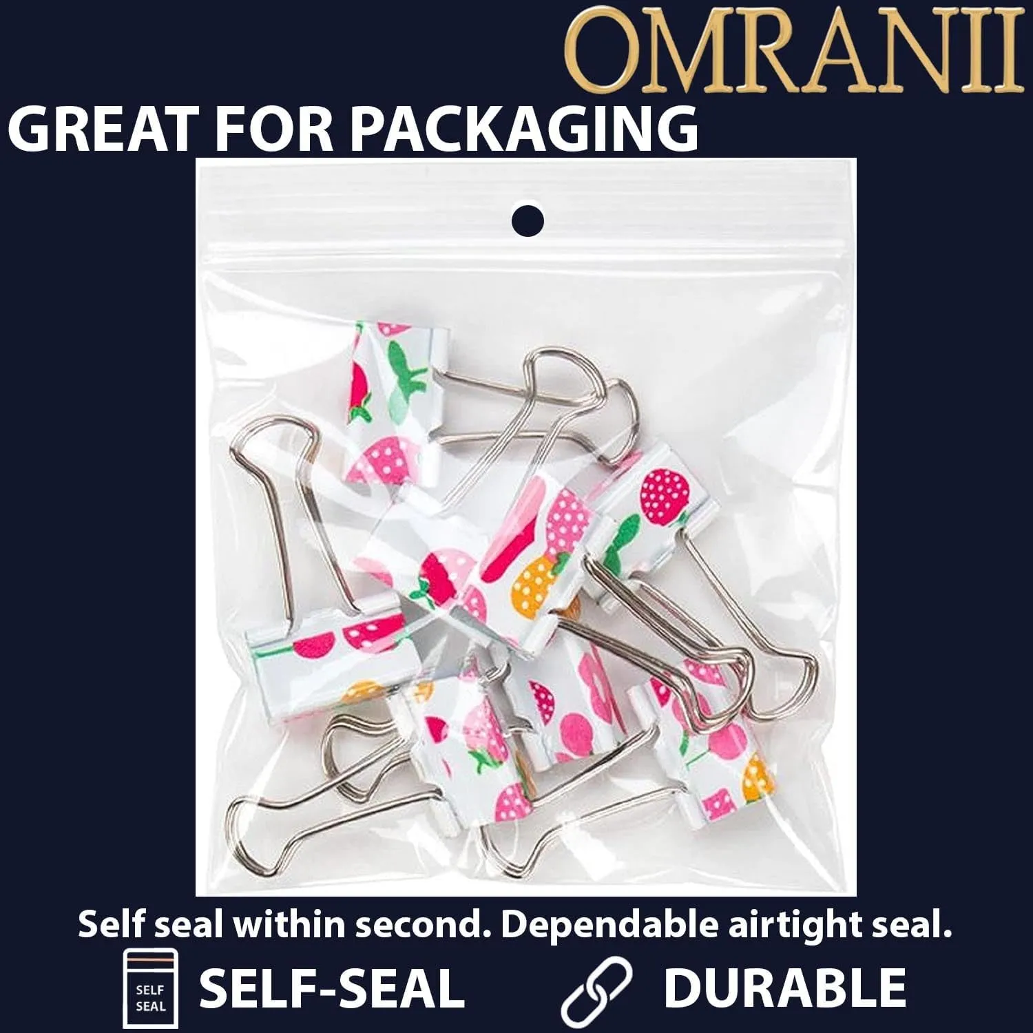 Reclosable Hang Hole Zip Poly Bags, 4Mil 8" X 10" & 100 Bags | LDPE Material, Clear Plastic with Resealable Lock Seal Zipper | Resealable Zip Top Lock For Travel, Storage, Packaging & Shipping