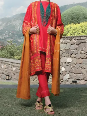 Red Cambric 3 Piece Stitched - ALP-3PS-967/S
