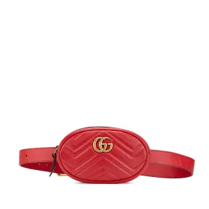 Red Gucci GG Marmont Matelasse Leather Belt Bag