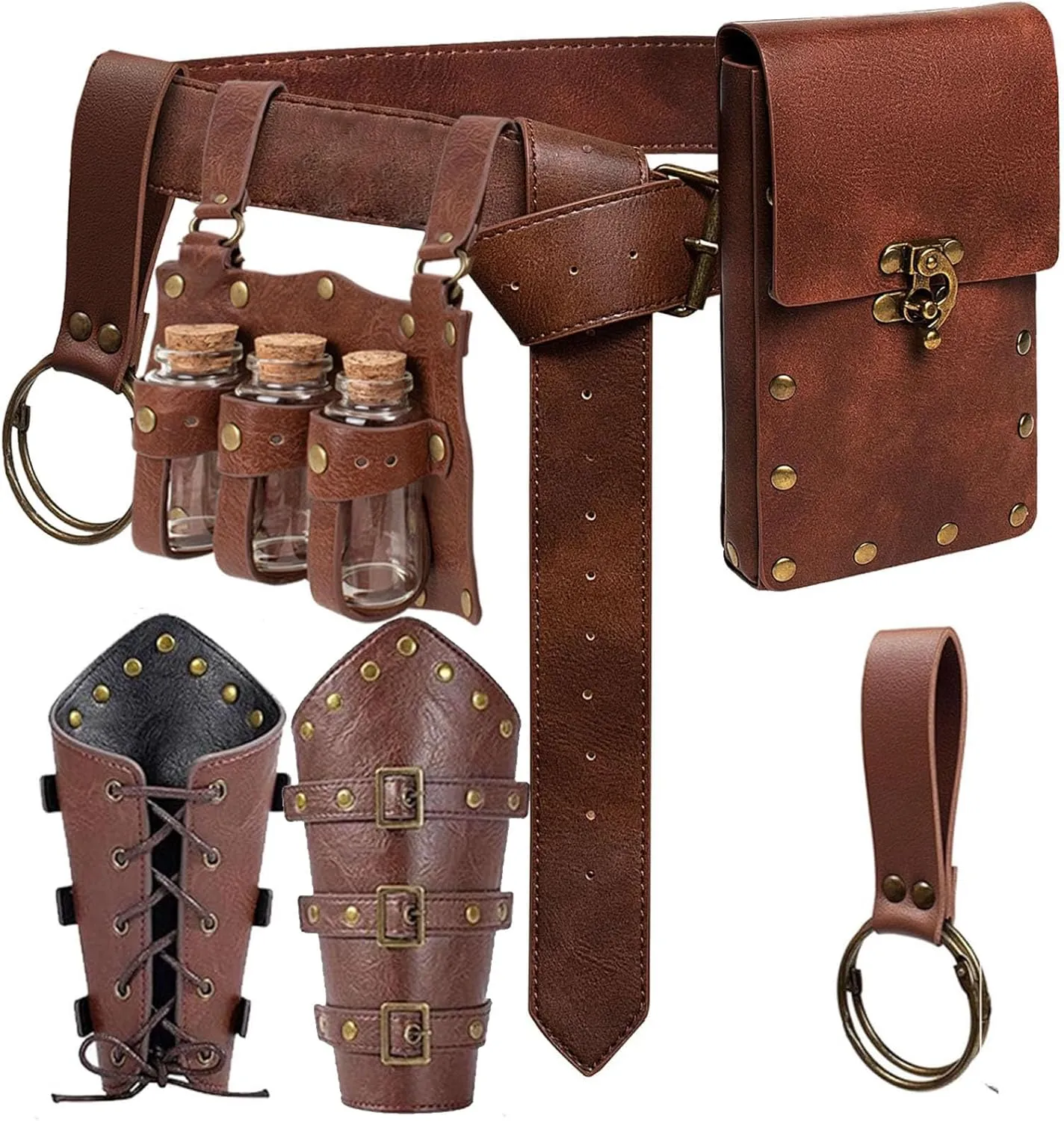 Renaissance Belt Pouch Purse Viking Bracer Hook Halloween Set Medieval Festival Costume Accessory Casual Fanny Pack Waist Bag