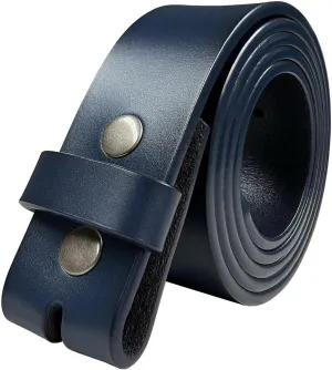 Replacement Belt Strap 100% Genuine Leather Plain Casual Belt Strap with Snaps 1-1/2"(38mm) Wide