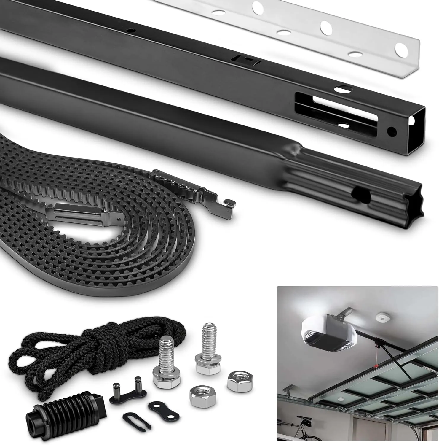 Replacement for Chamberlain Group G8810cb-P,Garage Door Opener 10ft Rail Extension Kit and Replacement Belt,Compatible Whisper Drive Plus Models,Effortless Installation, Low Noise While Working
