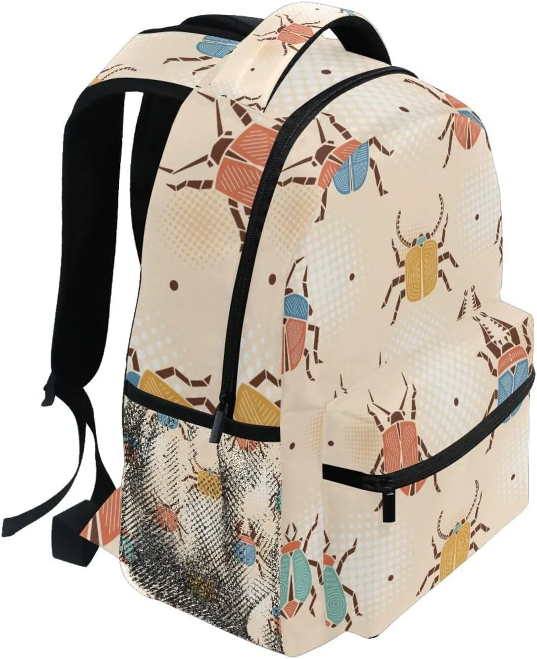 Retro Colorful Beetles Boys Girls Kids School Backpacks Bookbag, School Bag Travel Backpack Daypack