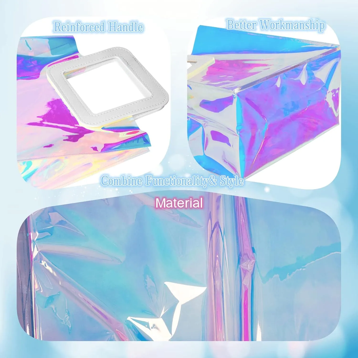Reusable Large Gift Bags 8 Pack 11 * 9.8 * 5.3 Inch with Handles for Women, Girls, Birthday, Christmas, Bachelorette Party Favors, Shopping Reusable Clear Gift Wrap Bag