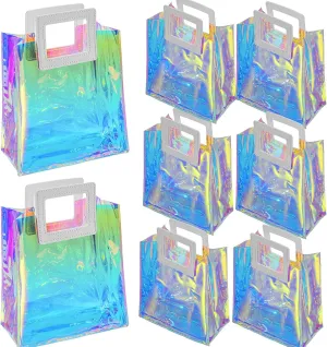 Reusable Large Gift Bags 8 Pack 11 * 9.8 * 5.3 Inch with Handles for Women, Girls, Birthday, Christmas, Bachelorette Party Favors, Shopping Reusable Clear Gift Wrap Bag