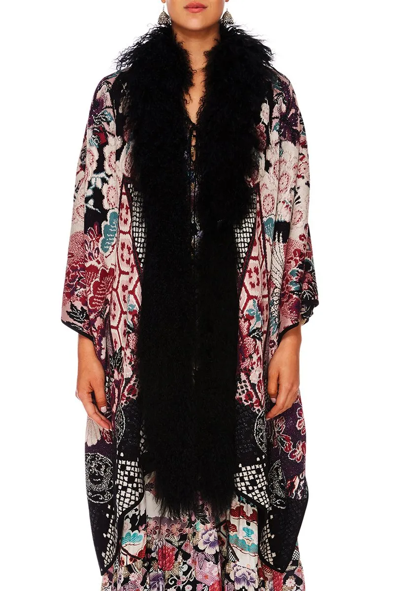 REVERSIBLE OVERSIZED PONCHO WITH FUR NIGHTS WITH HER