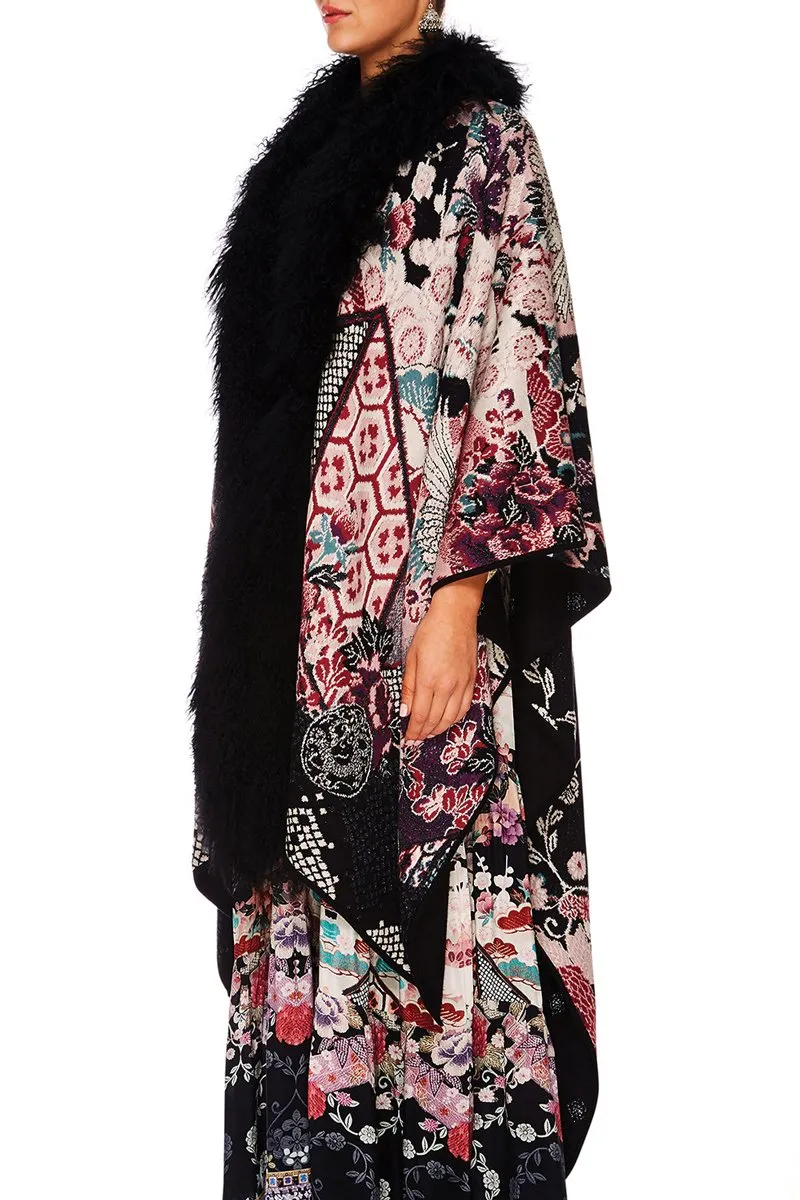 REVERSIBLE OVERSIZED PONCHO WITH FUR NIGHTS WITH HER