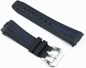 RHAIYAN 24mm Rubber Strap Men's Watch Accessories Pin Buckle Compatible with Panerai Outdoor Sports Waterproof Silicone Strap Women Watch Band Specific (Color : Coal Black, Size : 24mm)