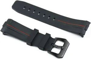 RHAIYAN 24mm Rubber Strap Men's Watch Accessories Pin Buckle Compatible with Panerai Outdoor Sports Waterproof Silicone Strap Women Watch Band Specific (Color : Red Black, Size : 24mm)