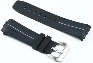 RHAIYAN 24mm Rubber Strap Men's Watch Accessories Pin Buckle Compatible with Panerai Outdoor Sports Waterproof Silicone Strap Women Watch Band Specific (Color : White Black, Size : 24mm)