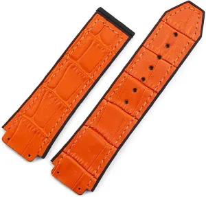 RHAIYAN Rubber Strap Men's Watch Accessories Crazy Cowhide Strap19mmx25mm Compatible With Hublot Big Bang Series Sports Waterproof Watch Belt Female Specific ( Color : Style 11 , Size : 19mmx25mm