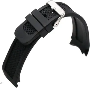 RHAIYAN Silicone Strap Male 24mm Curved Interface Pin Buckle Watch Accessories Compatible with Series Sports Waterproof Rubber Strap Men Watch Specific