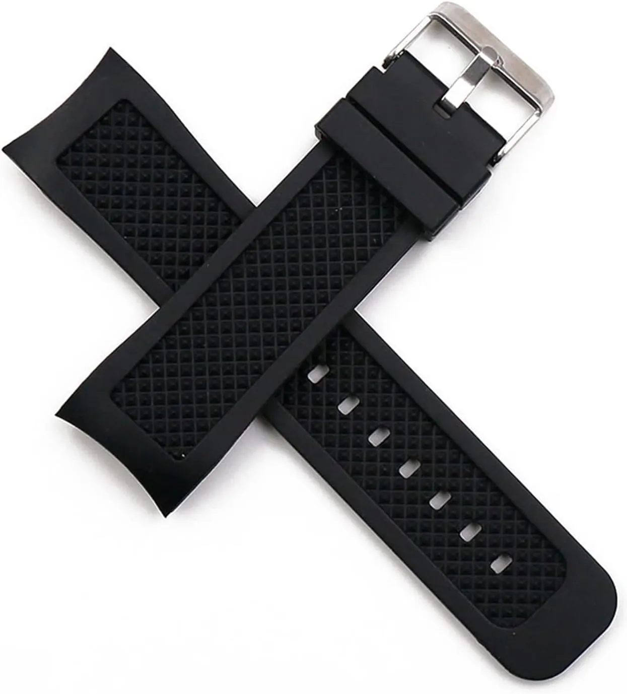 RHAIYAN Silicone Strap Male 24mm Curved Interface Pin Buckle Watch Accessories Compatible with Series Sports Waterproof Rubber Strap Men Watch Specific