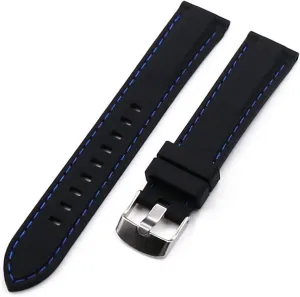 RHAIYAN Silicone Strap Men's Pin Buckle 18mm20mm22mm24mm26mm Watch Accessories Watch Men Sport Watch Band Waterproof Rubber Strap Women Specific (Color : Blue line, Size : 26mm)