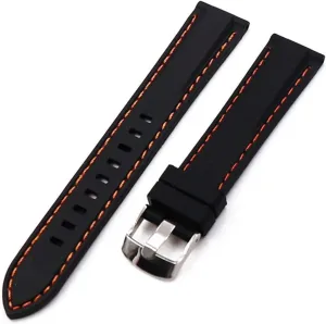 RHAIYAN Silicone Strap Men's Pin Buckle 18mm20mm22mm24mm26mm Watch Accessories Watch Men Sport Watch Band Waterproof Rubber Strap Women Specific (Color : Orange line, Size : 26mm)