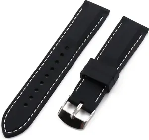 RHAIYAN Silicone Strap Men's Pin Buckle 18mm20mm22mm24mm26mm Watch Accessories Watch Men Sport Watch Band Waterproof Rubber Strap Women Specific (Color : White line, Size : 26mm)